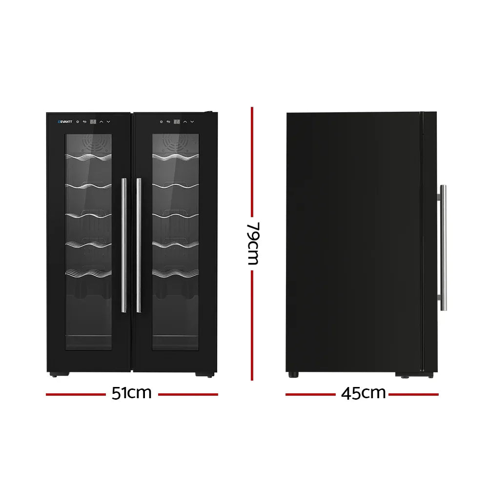 Devanti Wine Fridge Cooler Dual Zone 24 Bottles - Mekamart Australia