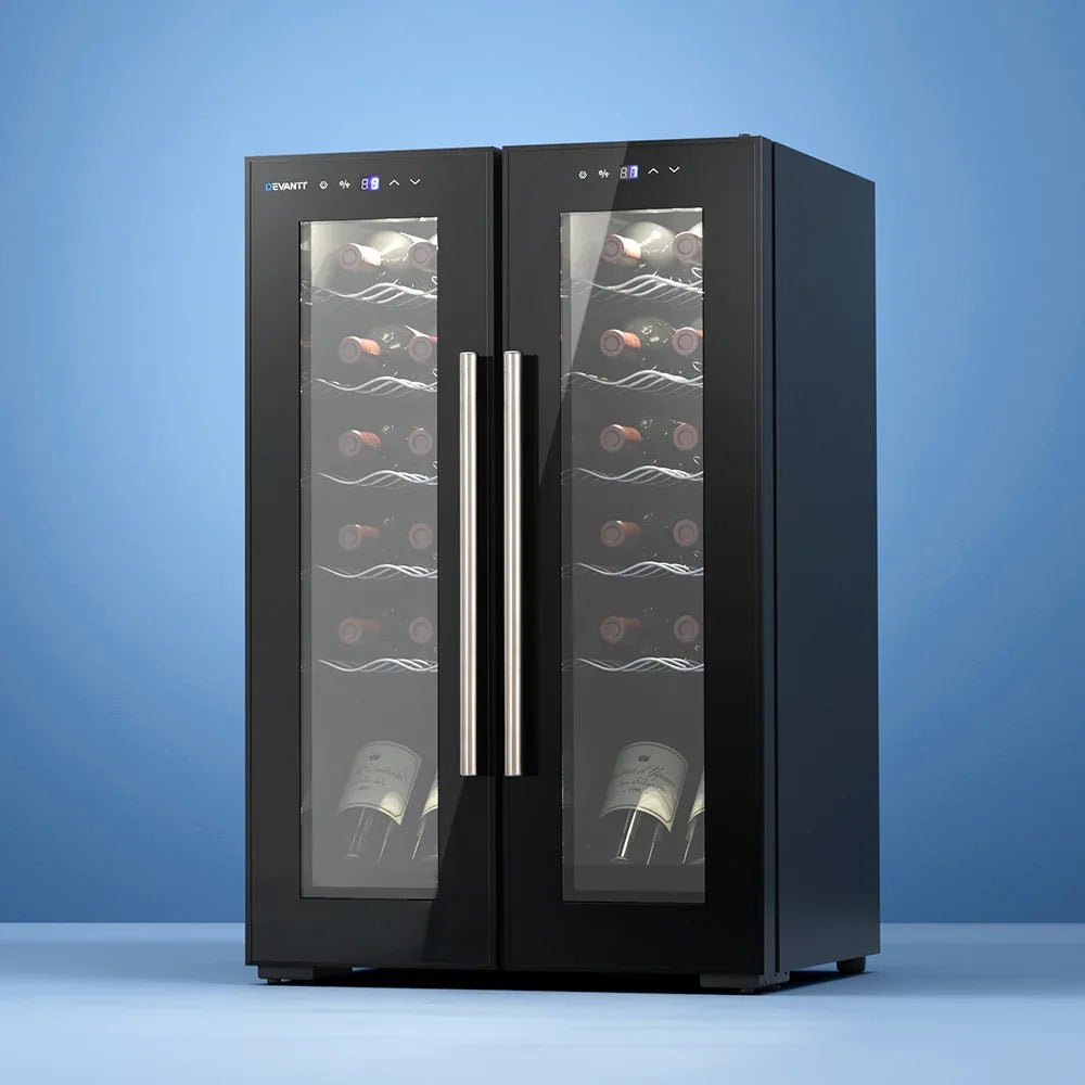 Devanti Wine Fridge Cooler Dual Zone 24 Bottles - Mekamart Australia