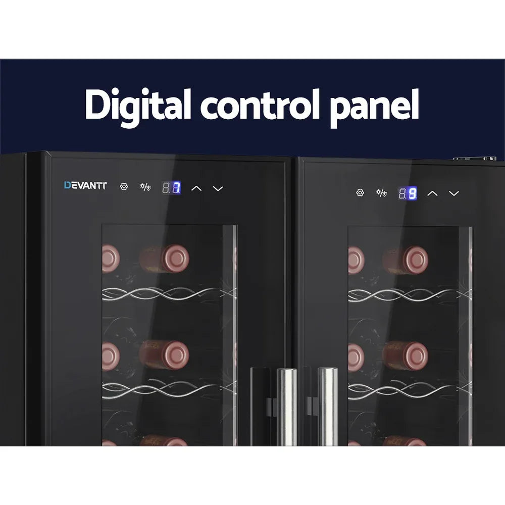 Devanti Wine Fridge Cooler Dual Zone 24 Bottles - Mekamart Australia