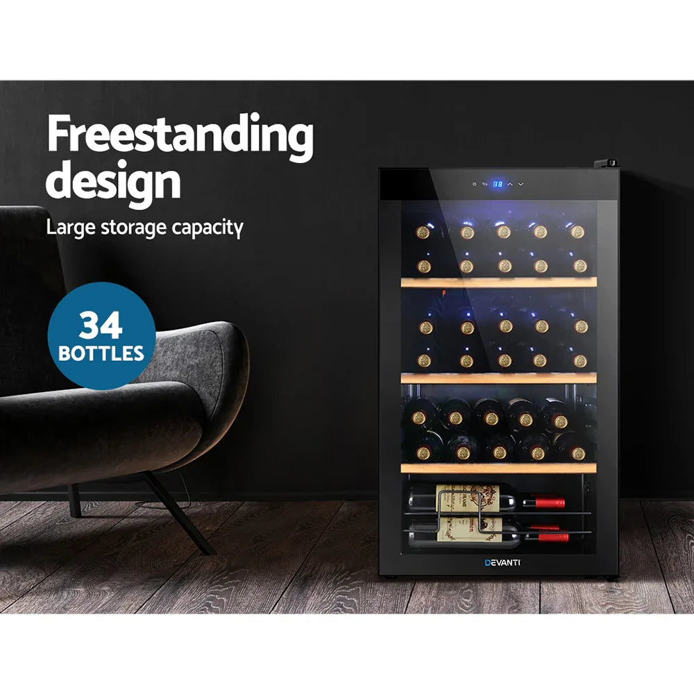 Devanti Wine Fridge Cooler 34 Bottles - Mekamart Australia