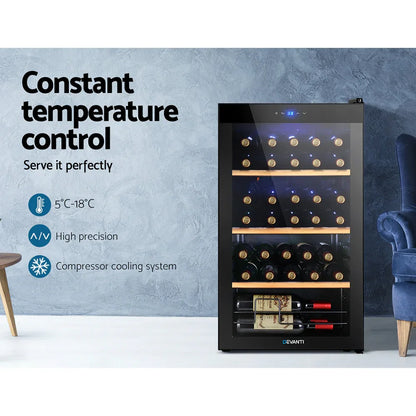 Devanti Wine Fridge Cooler 34 Bottles - Mekamart Australia