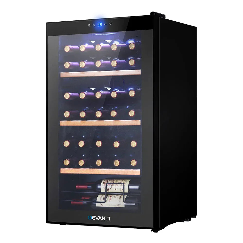 Devanti Wine Fridge Cooler 34 Bottles - Mekamart Australia