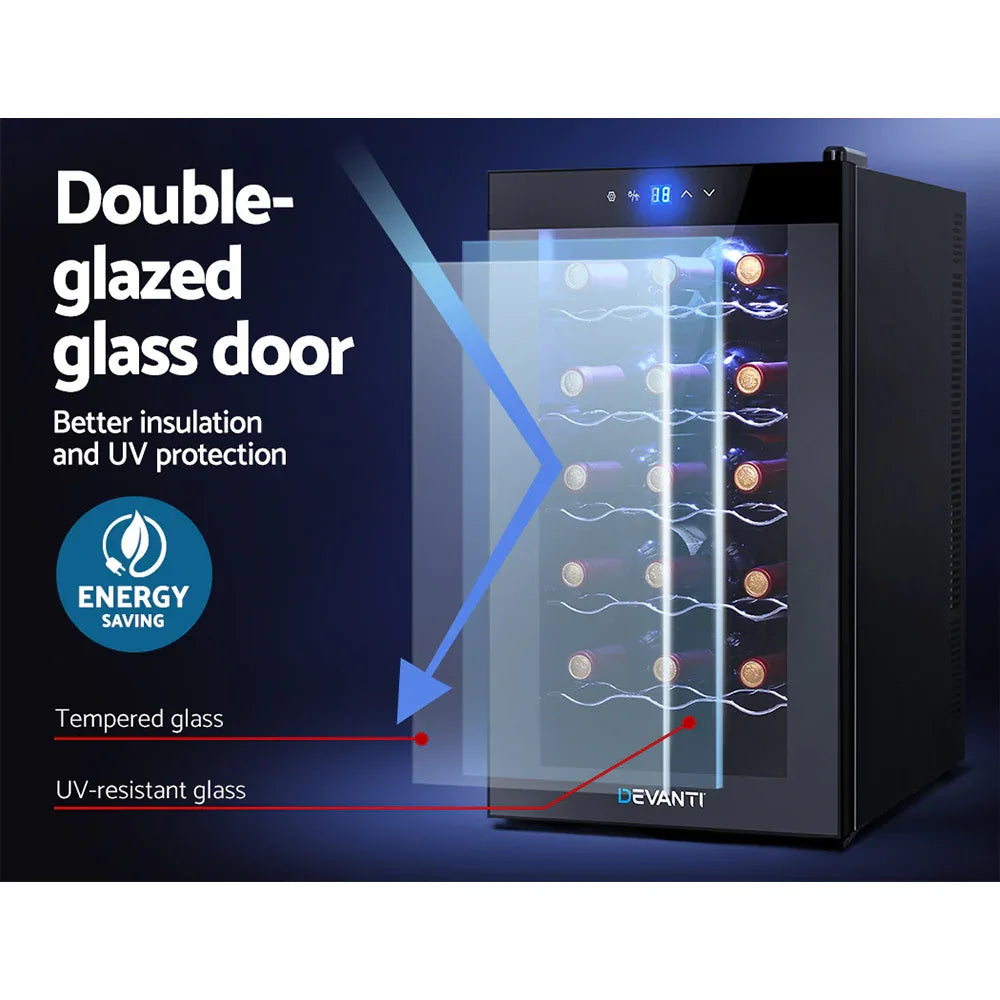 Devanti Wine Fridge Cooler 18 Bottles - Mekamart Australia