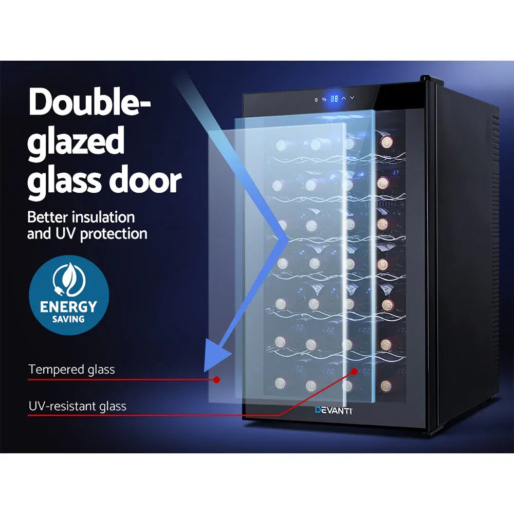 Devanti Wine Fridge Cooler 28 Bottles - Mekamart Australia