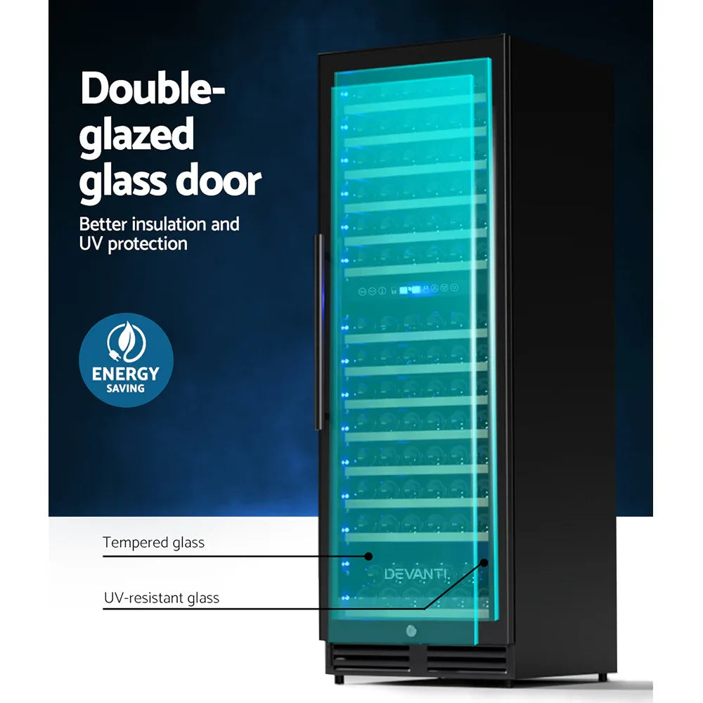 Devanti Wine Fridge Cooler Dual Zone 154 Bottles - Mekamart Australia