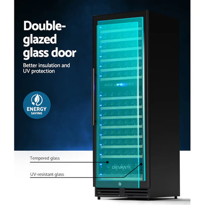 Devanti Wine Fridge Cooler Dual Zone 154 Bottles - Mekamart Australia