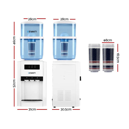 Devanti Water Cooler Dispenser Bench Top 22L w/2 Filter - Mekamart Australia