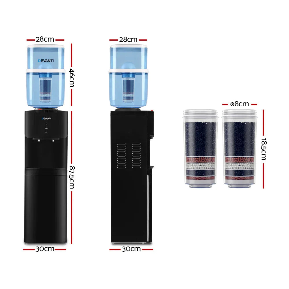Devanti Water Cooler Dispenser Stand 22L Bottle Black w/2 Filter - Mekamart Australia