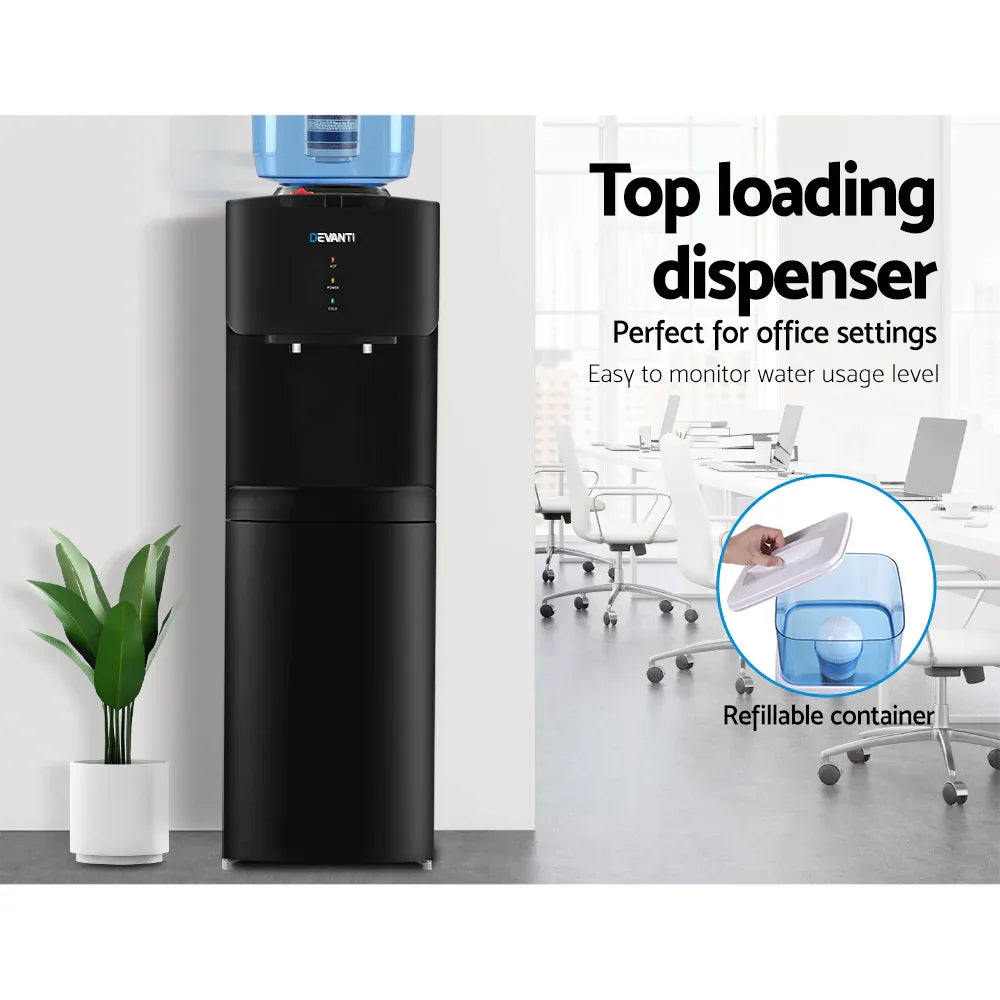 Devanti Water Cooler Dispenser Stand 22L Bottle Black w/2 Filter - Mekamart Australia