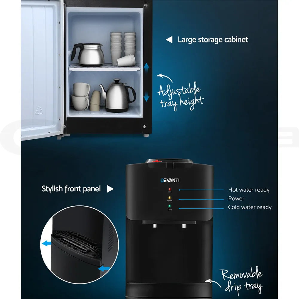 Devanti Water Cooler Dispenser Stand 22L Bottle Black w/2 Filter - Mekamart Australia