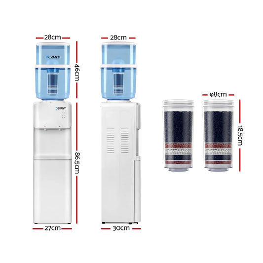Devanti Water Cooler Dispenser Stand 22L Bottle White w/2 Filter - Mekamart Australia