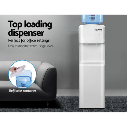 Devanti Water Cooler Dispenser Stand 22L Bottle White w/2 Filter - Mekamart Australia