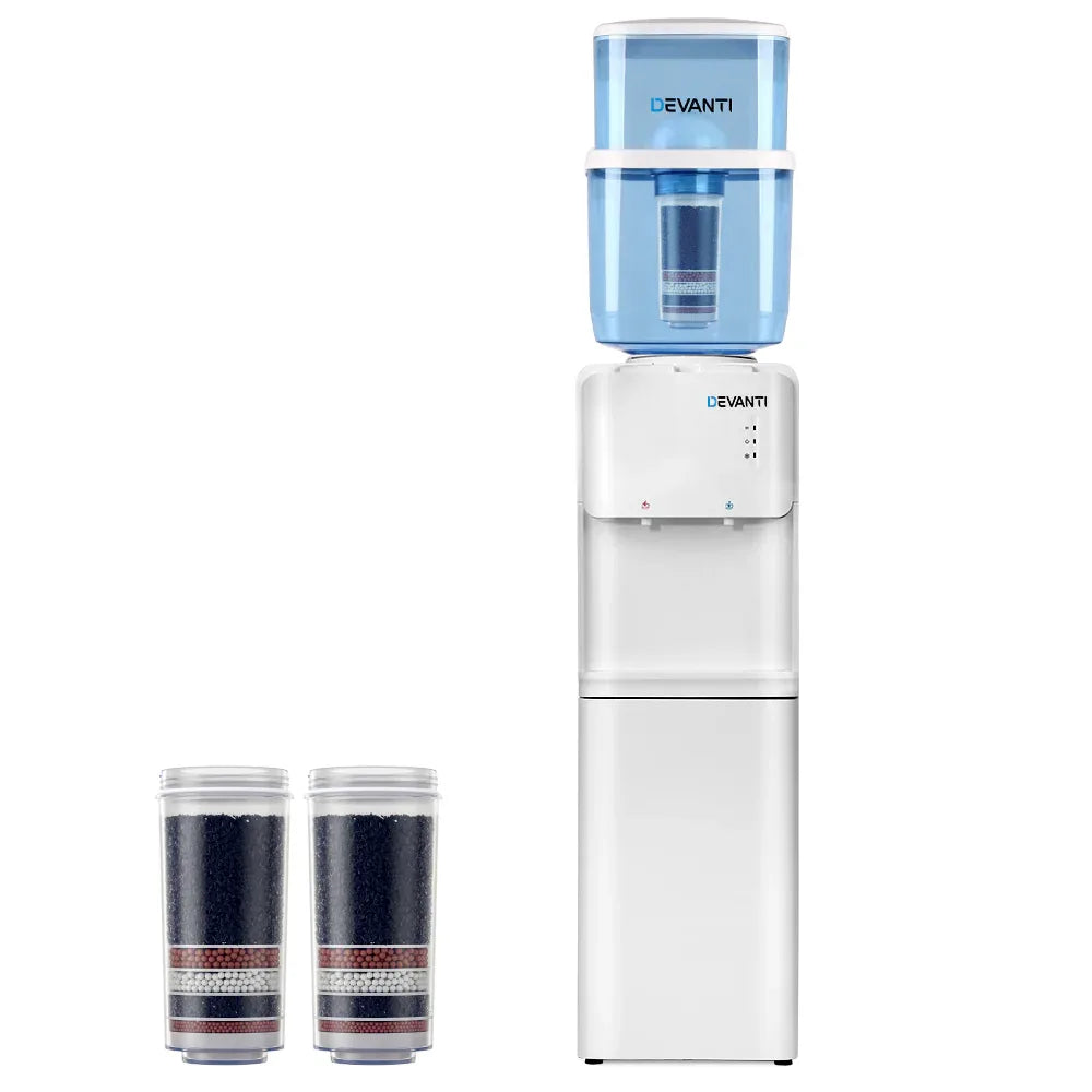 Devanti Water Cooler Dispenser Stand 22L Bottle White w/2 Filter - Mekamart Australia