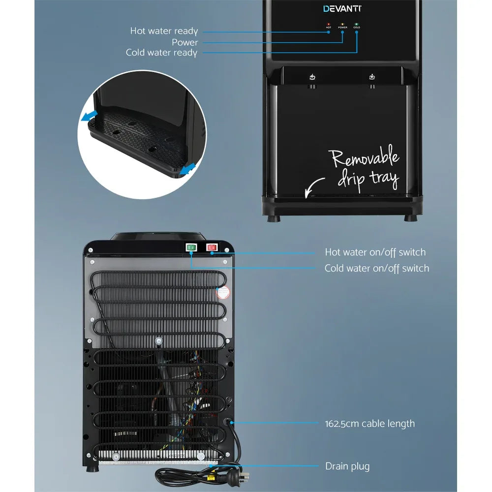 Devanti Water Cooler Dispenser Bench Top Black - Mekamart Australia