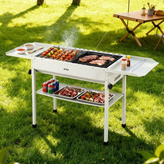 Grillz Portable BBQ Grill w/ Stainless Steel Racks & Pans for Outdoor - Mekamart Australia