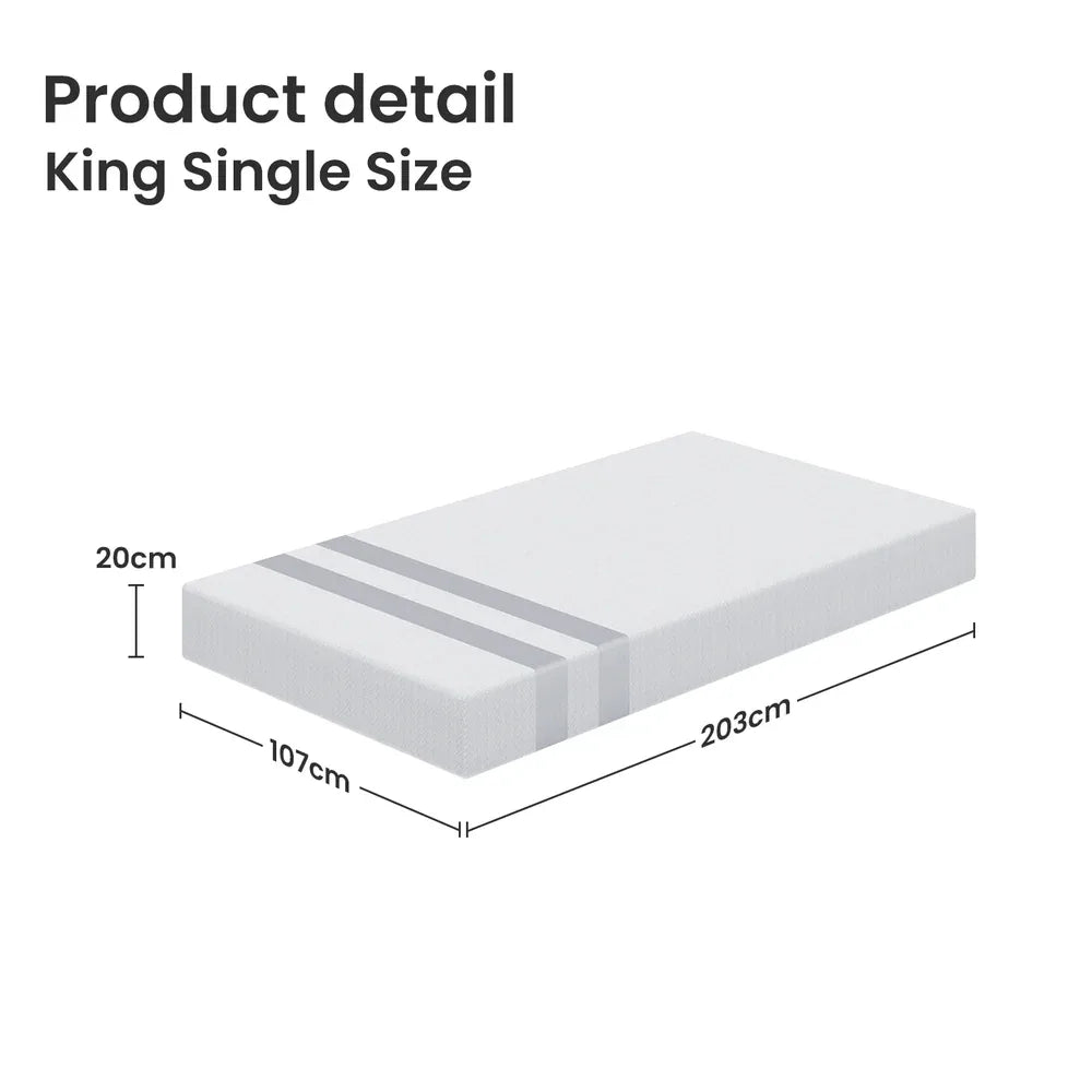 BedStory King Single Memory Foam Mattress 20cm Cooling Gel Foam Mattress in a Box Medium Soft Feel - Mekamart Australia