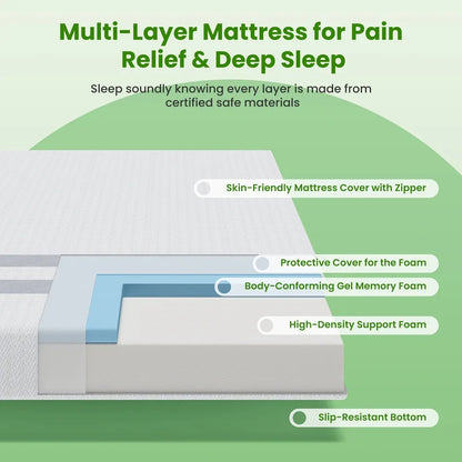 BedStory King Single Memory Foam Mattress 20cm Cooling Gel Foam Mattress in a Box Medium Soft Feel - Mekamart Australia