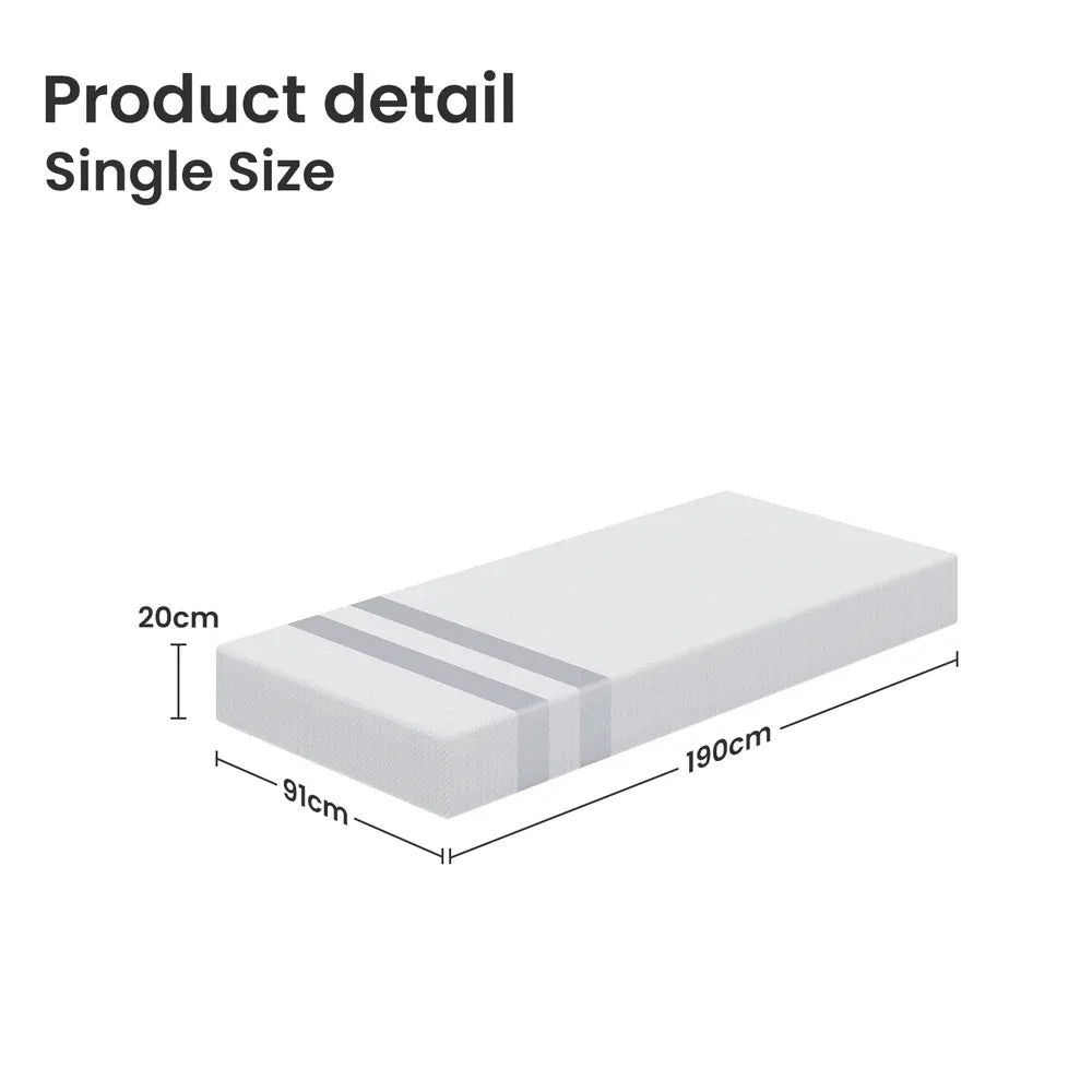 BedStory Single Memory Foam Mattress 20cm Cooling Gel Foam Mattress in a Box Medium Soft Feel - Mekamart Australia
