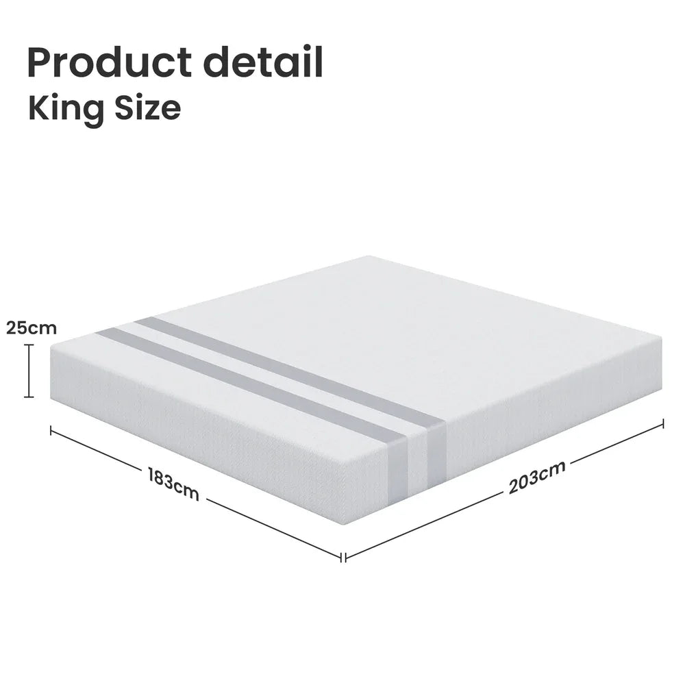 BedStory King Memory Foam Mattress 25cm Cooling Gel Foam Mattress in a Box Medium Feel - Mekamart Australia