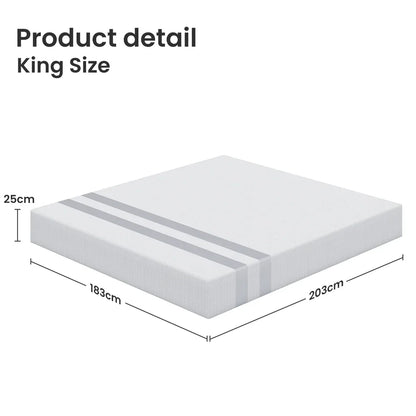 BedStory King Memory Foam Mattress 25cm Cooling Gel Foam Mattress in a Box Medium Feel - Mekamart Australia