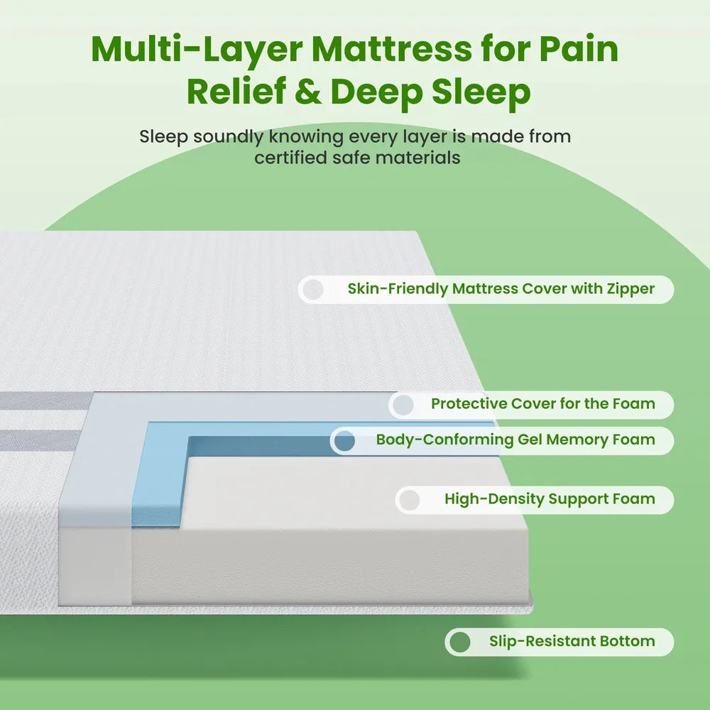 BedStory King Memory Foam Mattress 25cm Cooling Gel Foam Mattress in a Box Medium Feel - Mekamart Australia