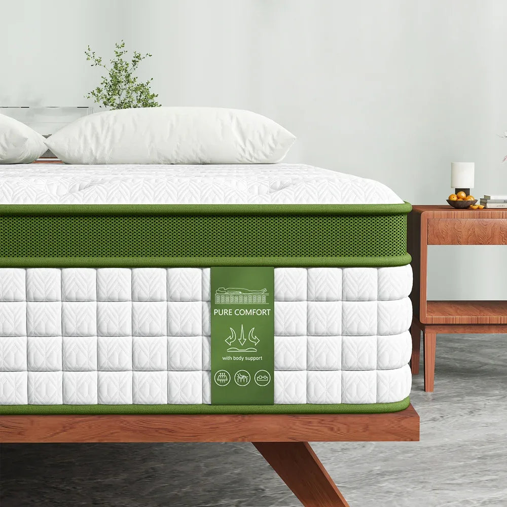 BedStory 34cm King Single Latex Hybrid Mattress Medium Firm - 5 Zone Pocket Spring Bed for Pressure Relief Motion Isolation - Mekamart Australia