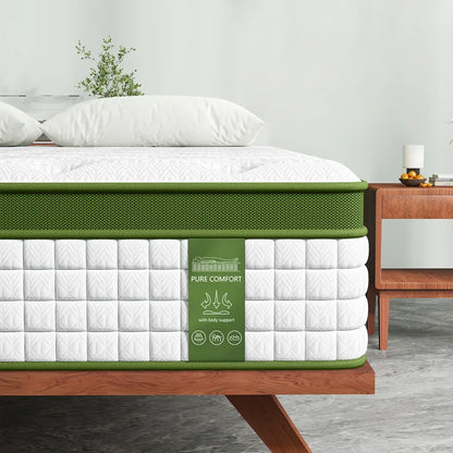 BedStory 34cm Queen Latex Hybrid Mattress Medium Firm - 5 Zone Pocket Spring Bed for Pressure Relief Motion Isolation - Mekamart Australia