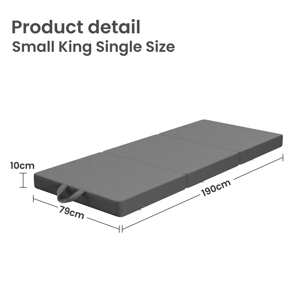 BedStory Folding Mattress Small King Single Trifold Mattress Firm Support Foam Washable Cover 10cm - Mekamart Australia