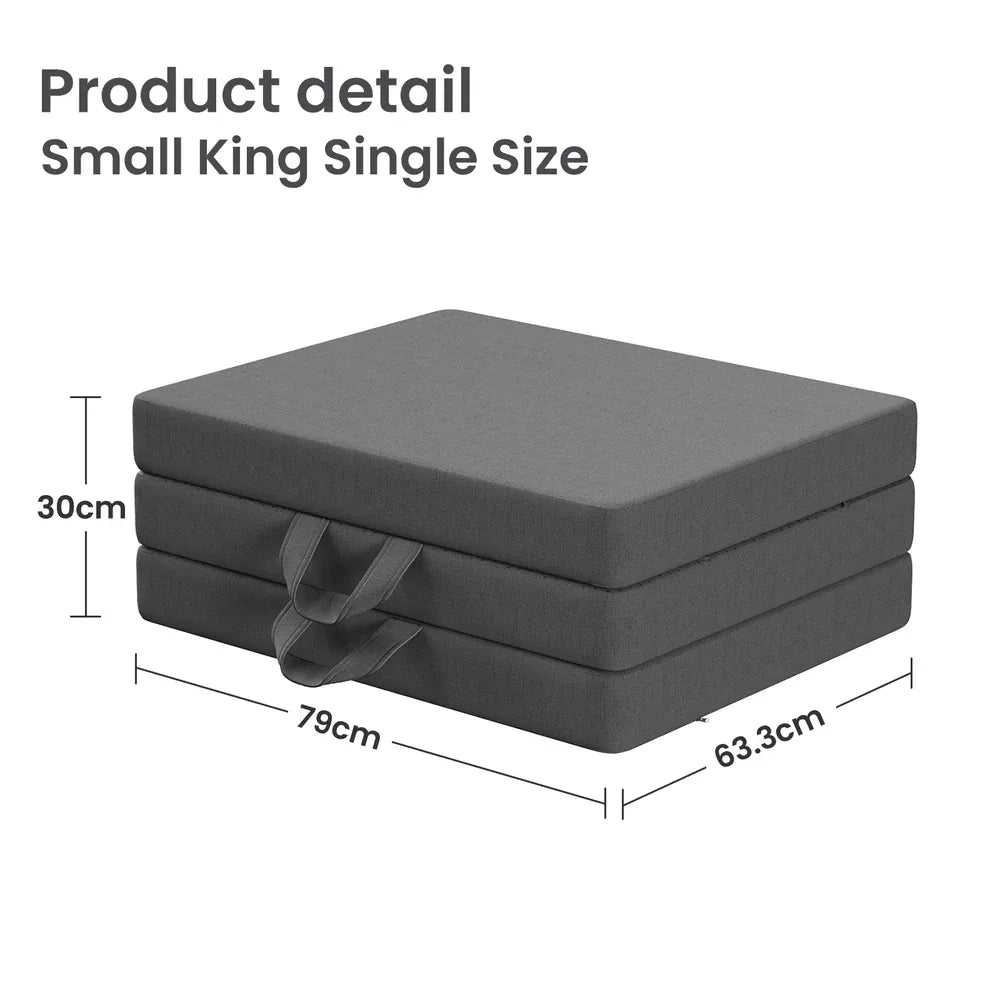 BedStory Folding Mattress Small King Single Trifold Mattress Firm Support Foam Washable Cover 10cm - Mekamart Australia