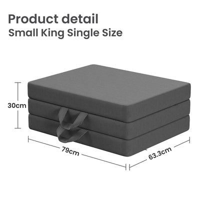 BedStory Folding Mattress Small King Single Trifold Mattress Firm Support Foam Washable Cover 10cm - Mekamart Australia