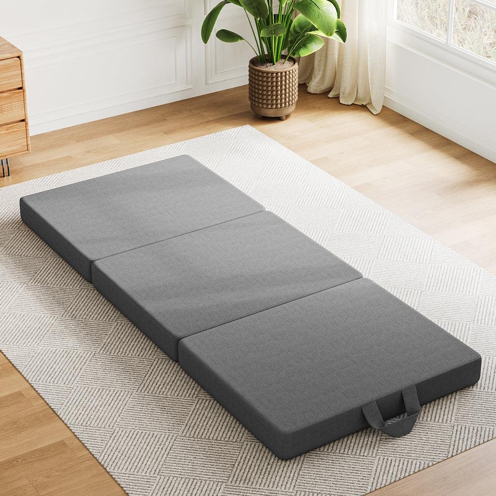 BedStory Folding Mattress Small Single Trifold Mattress Firm Support Foam Washable Cover 15cm - Mekamart Australia