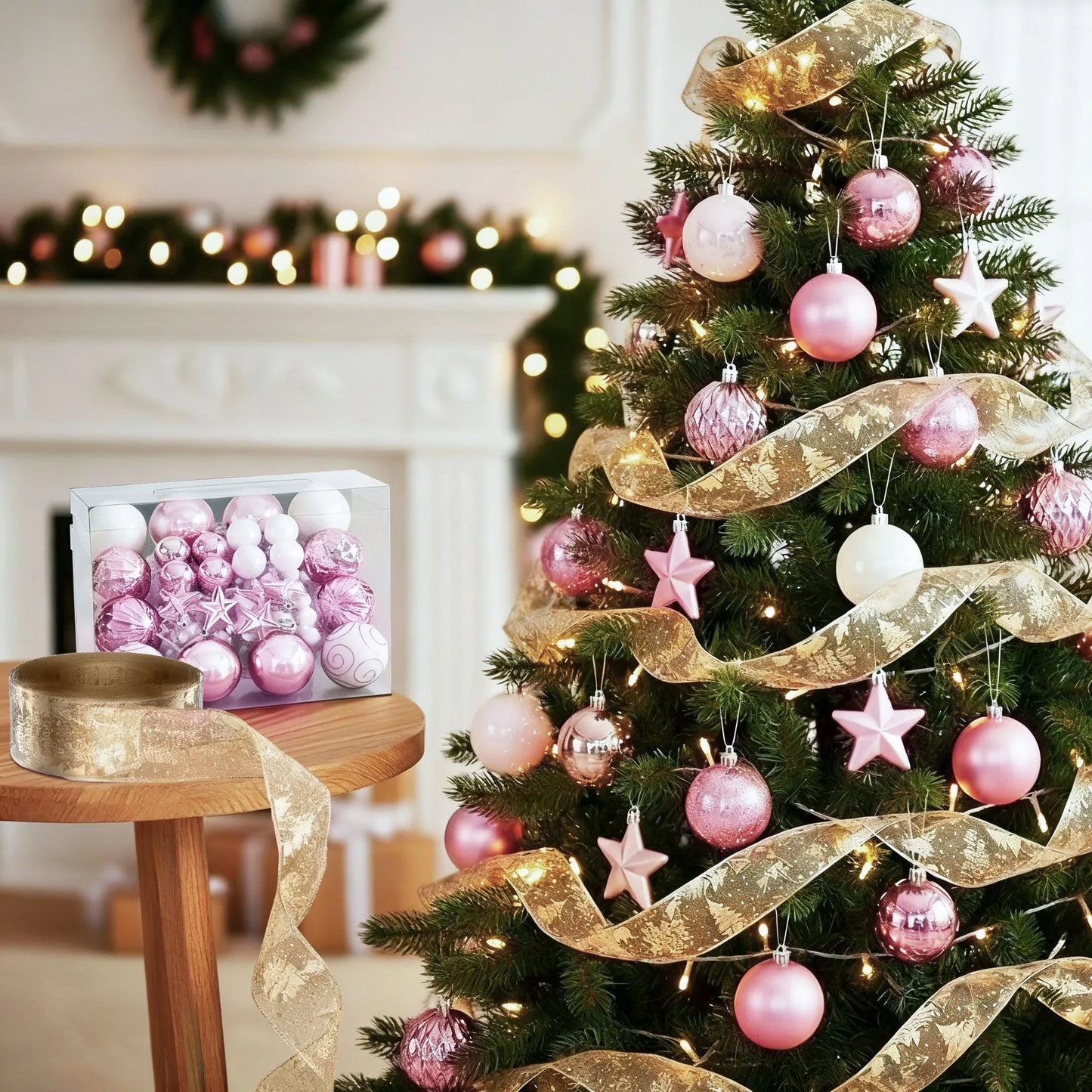 Jingle Jollys Christmas Tree Decoration Set Ribbon Baubles Ornaments Party 34pcs - Mekamart Australia