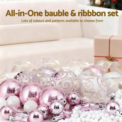 Jingle Jollys Christmas Tree Decoration Set Ribbon Baubles Ornaments Party 34pcs - Mekamart Australia