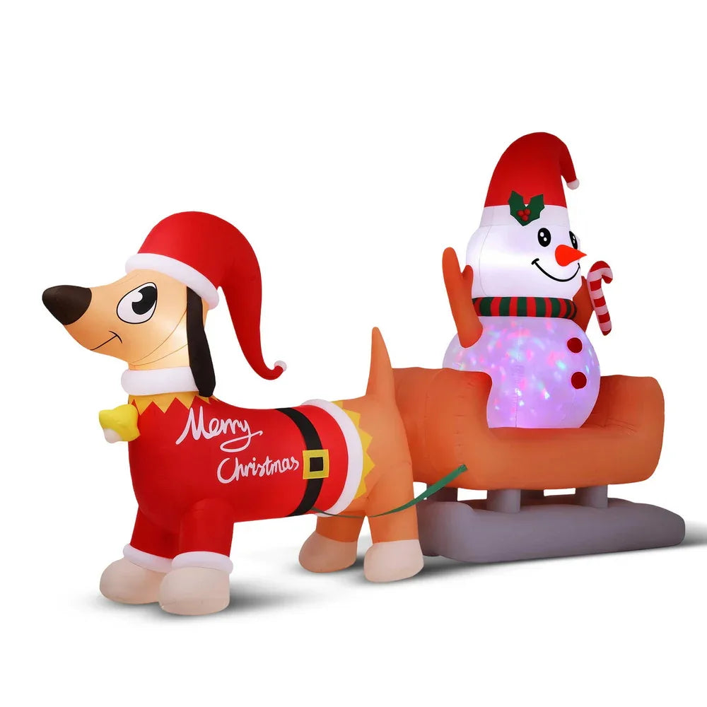 Jingle Jollys Christmas Inflatable Snowman Dog 4.2M Tall Outdoor Decorations Illuminated - Mekamart Australia