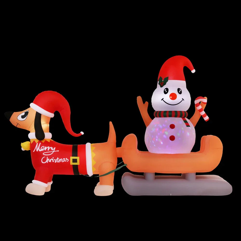 Jingle Jollys Christmas Inflatable Snowman Dog 4.2M Tall Outdoor Decorations Illuminated - Mekamart Australia