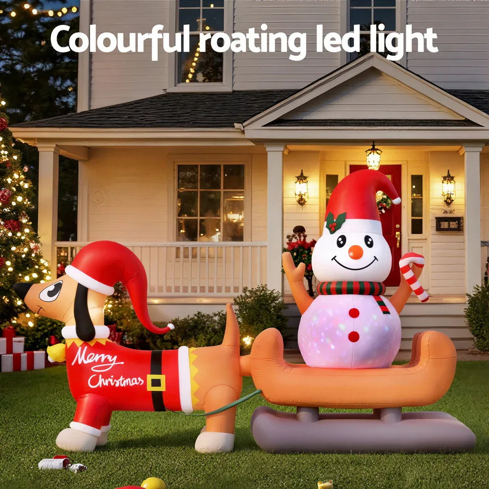 Jingle Jollys Christmas Inflatable Snowman Dog 4.2M Tall Outdoor Decorations Illuminated - Mekamart Australia
