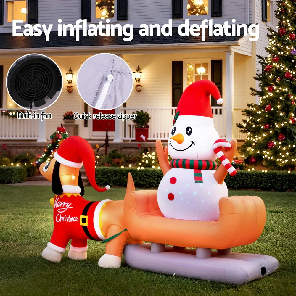 Jingle Jollys Christmas Inflatable Snowman Dog 4.2M Tall Outdoor Decorations Illuminated - Mekamart Australia
