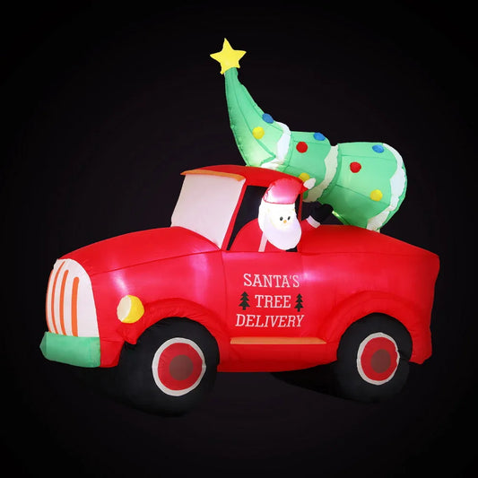 Jingle Jollys Christmas Inflatable Santa Truck 1.6M Height LED Decorations Illuminated - Mekamart Australia