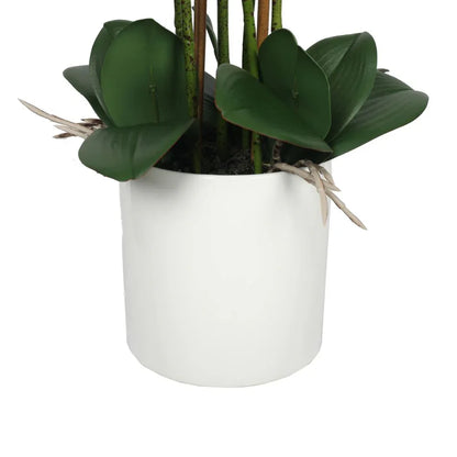 Large Multi-Stem White Potted Faux Orchid 65cm - Mekamart Australia